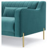 Divani Casa Flow Modern Teal Velvet Sectional Sofa With Left Facing Chaise