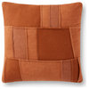 18"x18" Mondrian Inspired Patchwork Dip Dyed French Seamed Throw Pillow, Rust, N