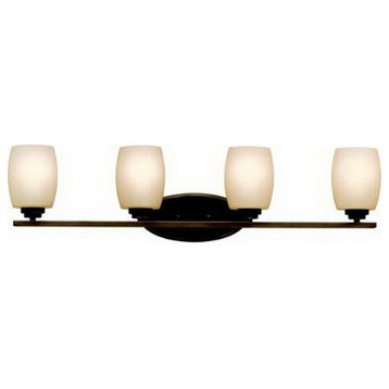Olde Bronze And Etched Glass 4 Light Bath Wall Fixture