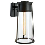 Norwell Lighting - Norwell Lighting Cone Outdoor Small 1 Light Sconce, Matte Black 1246-MB-CL - The voluptuous bell shaped fixture reinvents an iconic shape with its interplay of solid brass, clear glass and exposed bulb.