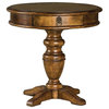 Heirloom Finish Round Drawer End Table with Pedestal Base