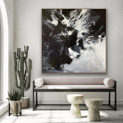Preethi Arts - 48" x 48" Original black and white Large Modern abstract Painting home decor - Paintings