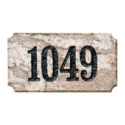 Executive Rectangle 4702 Solid Granite Address Plaque in Five Color Natural - House Numbers