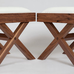 X-Base Stools - Leather Upholstery - Footstools And Ottomans