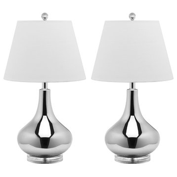 Safavieh Amy Gourd Glass Lamps, Set of 2, Silver