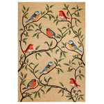 Liora Manne - Ravella Birds On Branches Indoor/Outdoor Rug, Natural, 5'x7'6" - This hand-hooked area rug features a picturesque scene of colorful song birds birches on delicate tree branches. This nature inspired design will effortlessly compliment any indoor or outdoor space. Made in China from a polyester acrylic blend, the Ravella Collection is hand tufted to create vibrant multi-toned detailed designs with tight textural loops and a high quality finish. The material is flatwoven, weather resistant and treated for added fade resistance, making this area rug perfect for indoor or outdoor placement. This soft, durable area rug is ideal for your patio, sunroom or those high traffic areas such as your kitchen, living room, entryway or dining room. Intricately shaded yarns bring to life the nature inspired designs of this collection that will beautifully accent your home. Limiting exposure to rain, moisture and direct sun will prolong rug life.