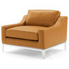 Armchair and Loveseat Sofa Set, Leather, Tan, Modern, Living Lounge Hospitality