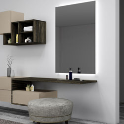 Dressing Table with Custom Storage in Stone Grey & Dark Oak by Inspired Elements - Dressing Tables