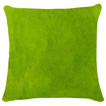 Natural Torino Cowhide Pillow 18"x18", Lime