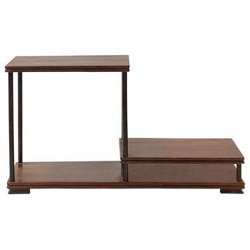 Natural Brown Wood Step Shape Table Top Curio Display Easel Stand Hws2948