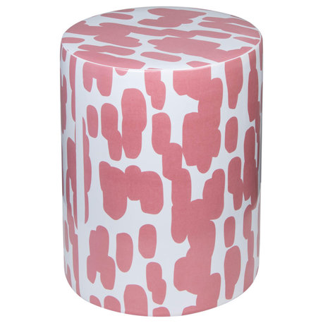 Taurus Ceramic Stool in Pink Strokes Print