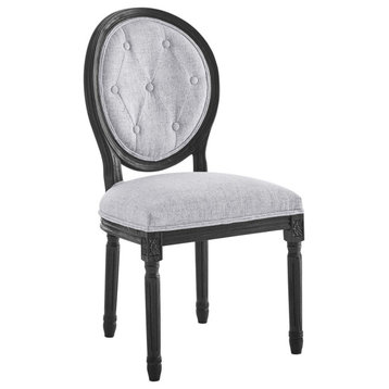 Arise Vintage French Upholstered Fabric Dining Side Chair, Black/Light Gray