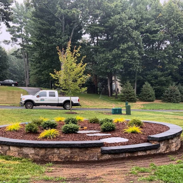 Walkway, Retaining Wall & A Raised Flower Bed For A Flag Pole