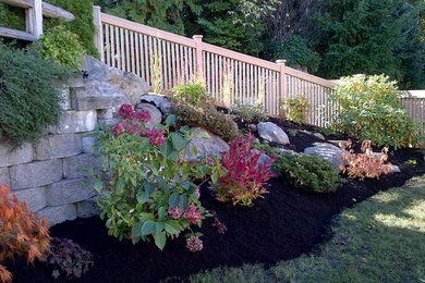 This is an example of a mid-sized transitional partial sun backyard landscaping in Vancouver.