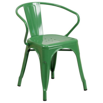 Flash Furniture Metal Stackable Dining Arm Chair in Green