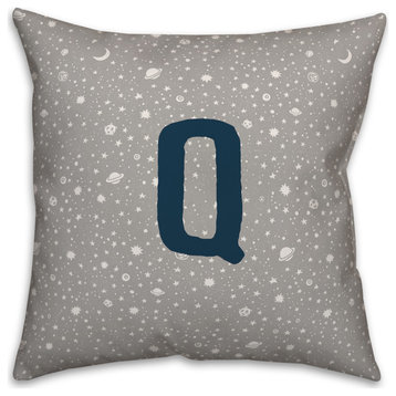 Monogram Q Space Doodle 16x16 Spun Poly Pillow