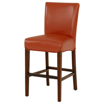 Birch Bonded Leather Counter Stool, Pumpkin (Set Of 2)