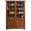 Arts and Crafts Mission Solid Oak China Cabinet, Walnut