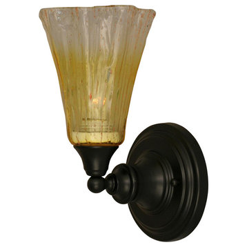 Toltec Lighting Wall Sconce, Fluted Gold Champagne Crystal Glass
