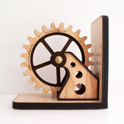 Steampunk Wooden Bookend - Bookends