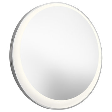 Elan 84077 30" Offset Round LED Backlit Mirror - Matte Chrome