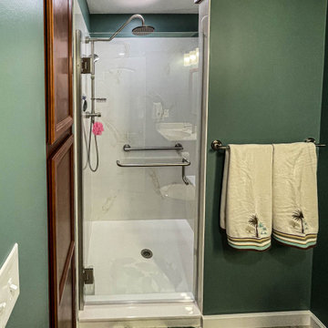 Basement Bathroom Remodel with Cultured Marble Shower