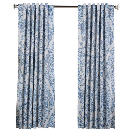 Tea Time China Blue Blackout Curtain - PAIR, 50W x 63L