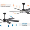 60" Smart LED Ceiling Fan With Remote and Light, Blackandnickel