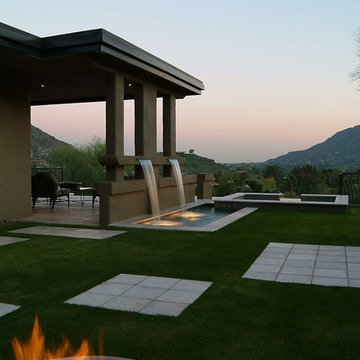 Paradise Valley Hillside Vanishing Edge Pool and Spa - Outdoor Living Area