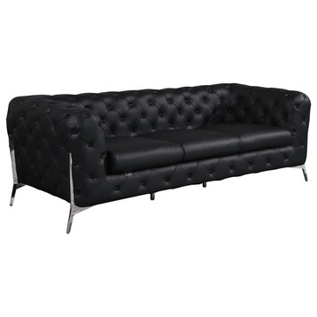 Angelica Italian Leather Sofa, Black