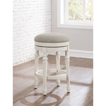 Comfort Pointe Colebrook White Wood Backless Farmhouse Counter Stool