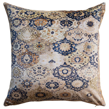 Cotton Velvet Square Design Pillow, Multicolor