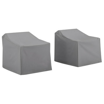 Pemberly Row Vinyl/Heavy Gauge Patio Chair Cover in Gray (Set of 2)