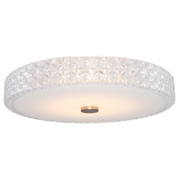 Kira Home Maxine 15" Flush Mount Ceiling Light, Integrated 20W LED, Crystal