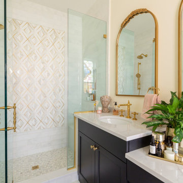 Traditional Master Bathroom with Brass Accents
