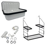 Alape - Wall Mounted Service / Utility Sink, White Glazed Steel, Drain and Caddy, Black - This sink has a beautiful glazed steel white finish. The dark navy blue trim or dark black trim pieces add the perfect accent in your new bathroom.  Complete your new bathroom, washroom, or workroom with the Alape Bucket Sink Elite Bundle. Store your accessories with the Utensilo Storage caddy. Storage Caddy finish is Matte black, bucket sink trim is either Dark Navy Blue or Dark Black. Choose from the drop down on the right! Install the perfect drain with the Sanit Bottle Trap and Adapter kit. This bundle includes (1) Alape Bucket Utility Sink, (1) Alape Utensilo Storage Caddy, (1) Alape Sanit Bottle Trap, and (1) Sanit Adapter to connect the drain in all situations. Get everything you need with this all-inclusive bundle!