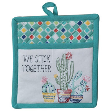 Cactus Garden We Stick Together Embroidered Kitchen Pocket Mitt
