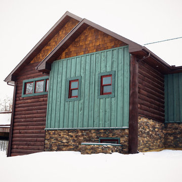 Exterior Log Siding with Stain colors