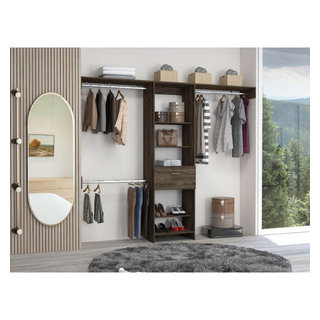 Bestar Versatile 36 Corner Engineered Wood Closet Organizer in Linen White Oak