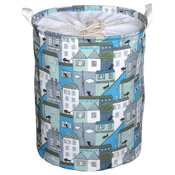 Laundry Baskets/Hamper Clothes Storage Wash Bag Waterproof Storage Barrel-Blue