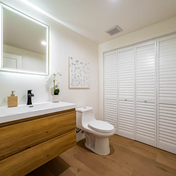Modern Oak Bathroom with Backlit Mirror - Marina del Rey