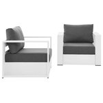 MODWAY - Modway Tahoe outdoor Patio Powder-Coated Aluminum 2-Piece Armchair Set - Enliven your alfresco spaces with the Tahoe Aluminum Outdoor Patio Armchair. This modern outdoor patio chair is constructed with well-crafted, durable powder-coated aluminum, dispensing contemporary elegance in your outdoor lounge spaces. With dense foam padding for sustaining comfort before and after a dip, Tahoe is perfect for poolside lounging with a sunproof, water-resistant fabric-covered seat and backrest. The removable, stain-resistant cushions render this outdoor armchair low maintenance and high performing. Tahoe makes an accommodating weatherproof patio chair for al fresco daydreaming. This durable outdoor armchair features non-marking foot glides to protect your deck or patio floor and comes with easy-to-follow assembly instructions. Weight Capacity: 331 lbs.