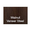 Eiffel Sword Dining Chair, Walnut Veneer Steel Base, Brown Leatherette