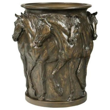 Vase TRADITIONAL Lodge 7 Prancing Horses by Belden Chocolate Brown