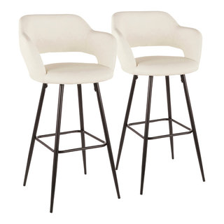 Lumisource Margarite Barstool, Black Metal, Set of 2 - Midcentury - Bar ...