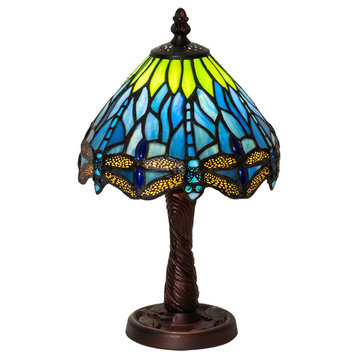 Meyda Lighting 230981 13" High Tiffany Hanginghead Dragonfly Mini Lamp