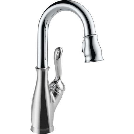 Delta Leland Single Handle Pull-Down Bar/Prep Faucet, Chrome, 9678-DST