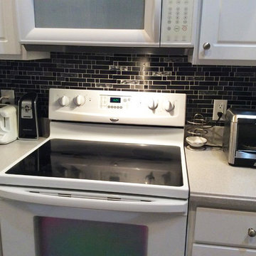 Eden Mosaic Tile Installations: Black Stainless/Black Wave Glass Mosaic Tile