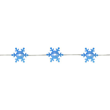 20-Count Blue Snowflake LED Christmas Fairy Lights, 6ft Copper Wire