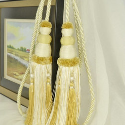 6 Colors QYM13 Faux Silk Curtain Tassel Tie Backs in Beige Color - Window Treatment Accessories
